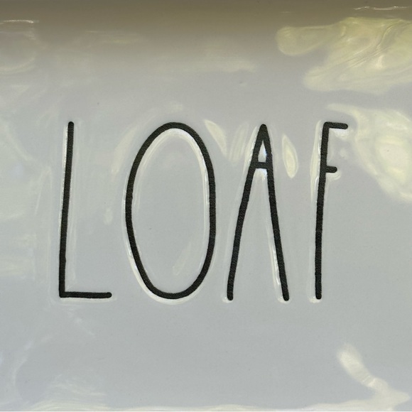 Rae Dunn LOAF Baking Dish Pan White Black Large Letters Dimples NWT 2017 OG - Picture 3 of 16